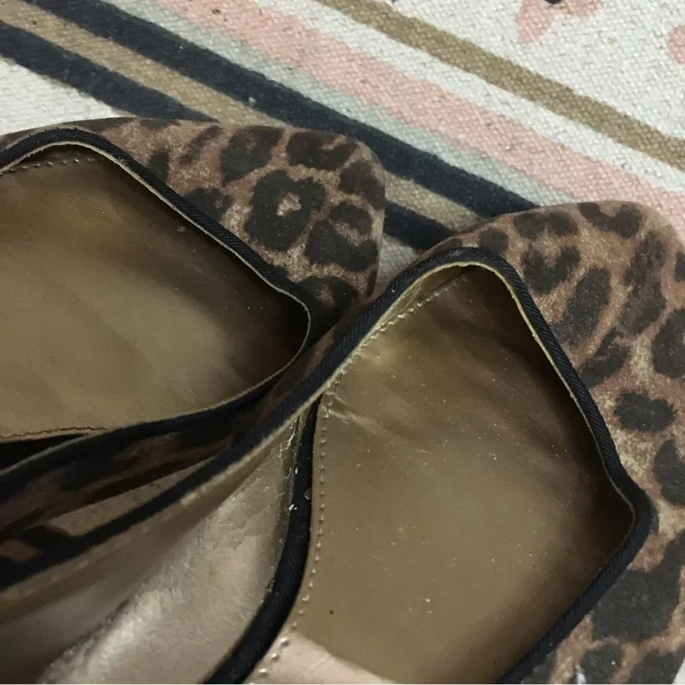 Ann Taylor Loft 7.5 women’s cheetah print Ballerina flat shoes pointy toe GUC
